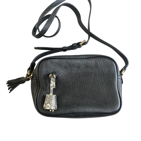 J. Crew Bags J Crew Camera Bag Black Pebble Leather Purse Crossbody